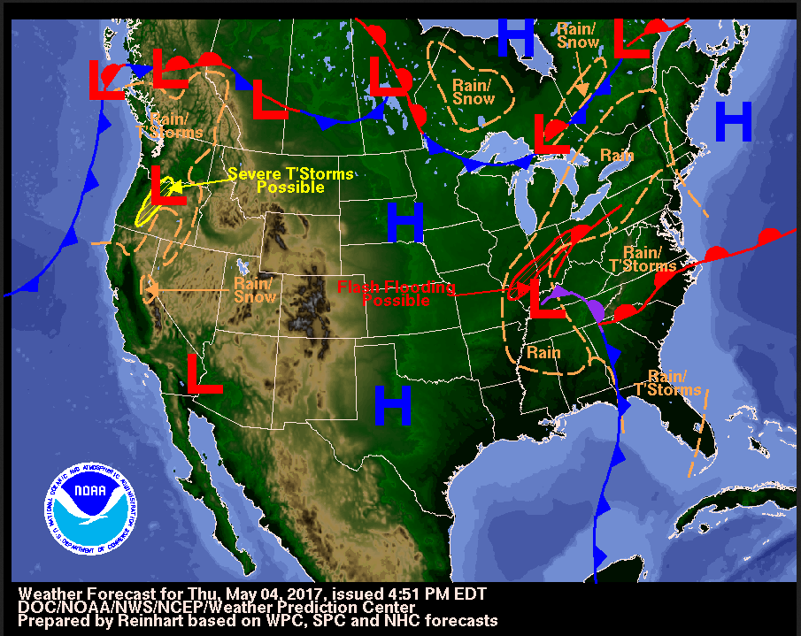 Weather Map With Fronts And Pressure Systems Map